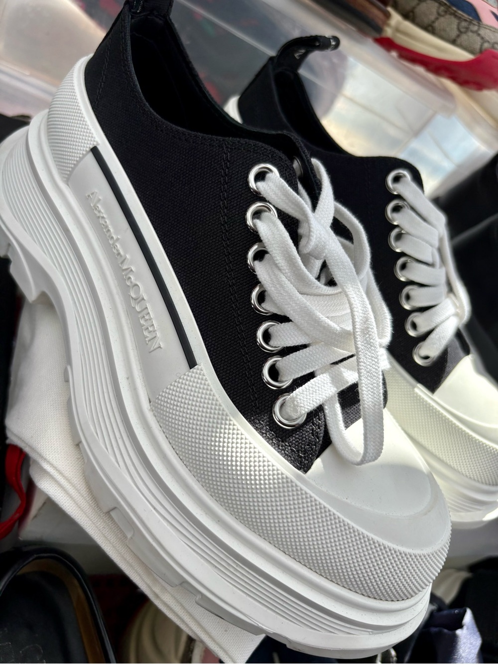 Alexander McQueen Black and White Oversized Platform Sneakers